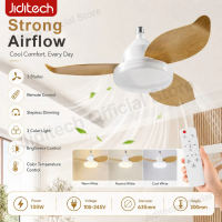 Jiditech 20.5 Inch 2 in 1 Ceiling Fan with Light 6 Blades Dimmable Ceiling Fan With Remote Control 3 Speed Wind for Bedroom Living Room