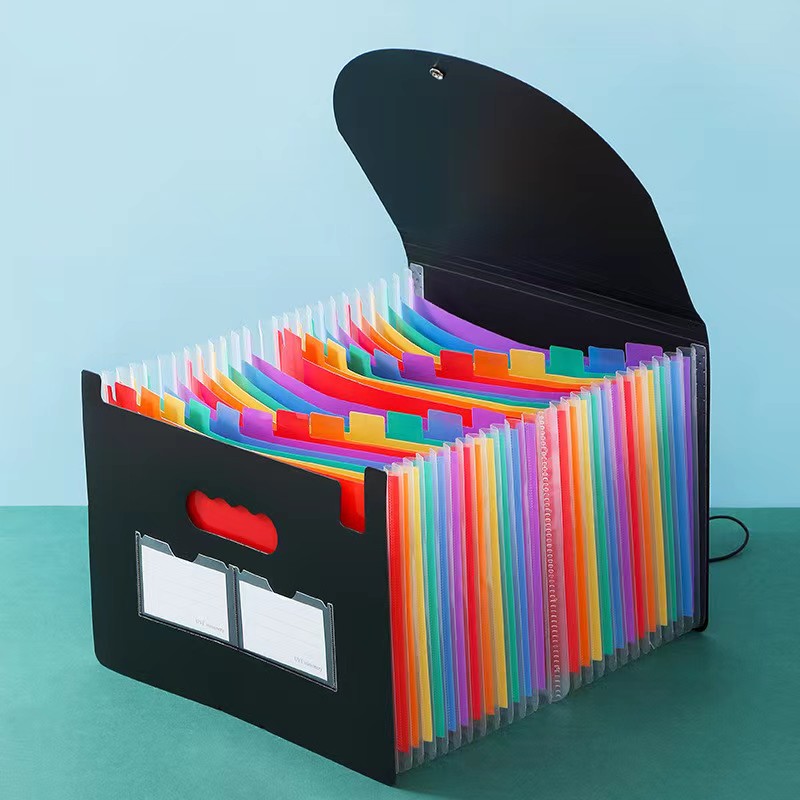 【High Quality】Expanding File Folder A4 and Legal Size Long size 24 pocket Accordion Expanding File folder Organizer with Flaps (Cover) for Office Documents Expandable File Folder Seamans Document File Folder Seamans Certificate