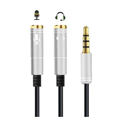 Tkk 3.5mm Earphone Stereo Microphone Mic Audio Splitter Cable for Computer Jack 3.5mm 1 Male to 2 Female Mic Y Splitter Aux Cable Headset Splitter Adapter