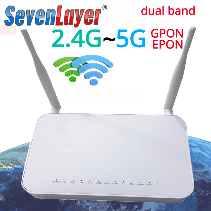 100% original new xpon onu ge 2usb tel hgu wifi 2.4g&5g dual band ont epon/gpon english version pt939g optical fiber