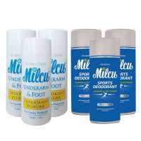 Milcu Underarm and Foot Powder Deodorant 80g Set of 3 with Milcu Underarm and Foot Powder Sport Deodorant 80g Set of 3 Bundle