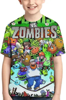 Plants Vs Zombies Boys Novelty T-Shirts Summer Teens Fashion Casual Tee Cute Short Sleeve 3D Full Printed Boy T-Shirt X-Small