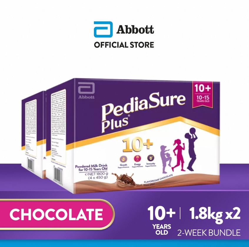 Pediasure Plus 10+ Chocolate 1.8kg Bundle of 2 for Adolescents 10-15 Years Old Powdered Milk (3.6kg)