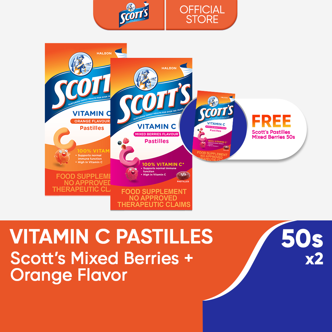 [BUY 2 TAKE 1] Scotts Pastilles Orange + Mixed Berries 50s [Pack of 2] with FREE Scotts Pastilles Orange 50s
