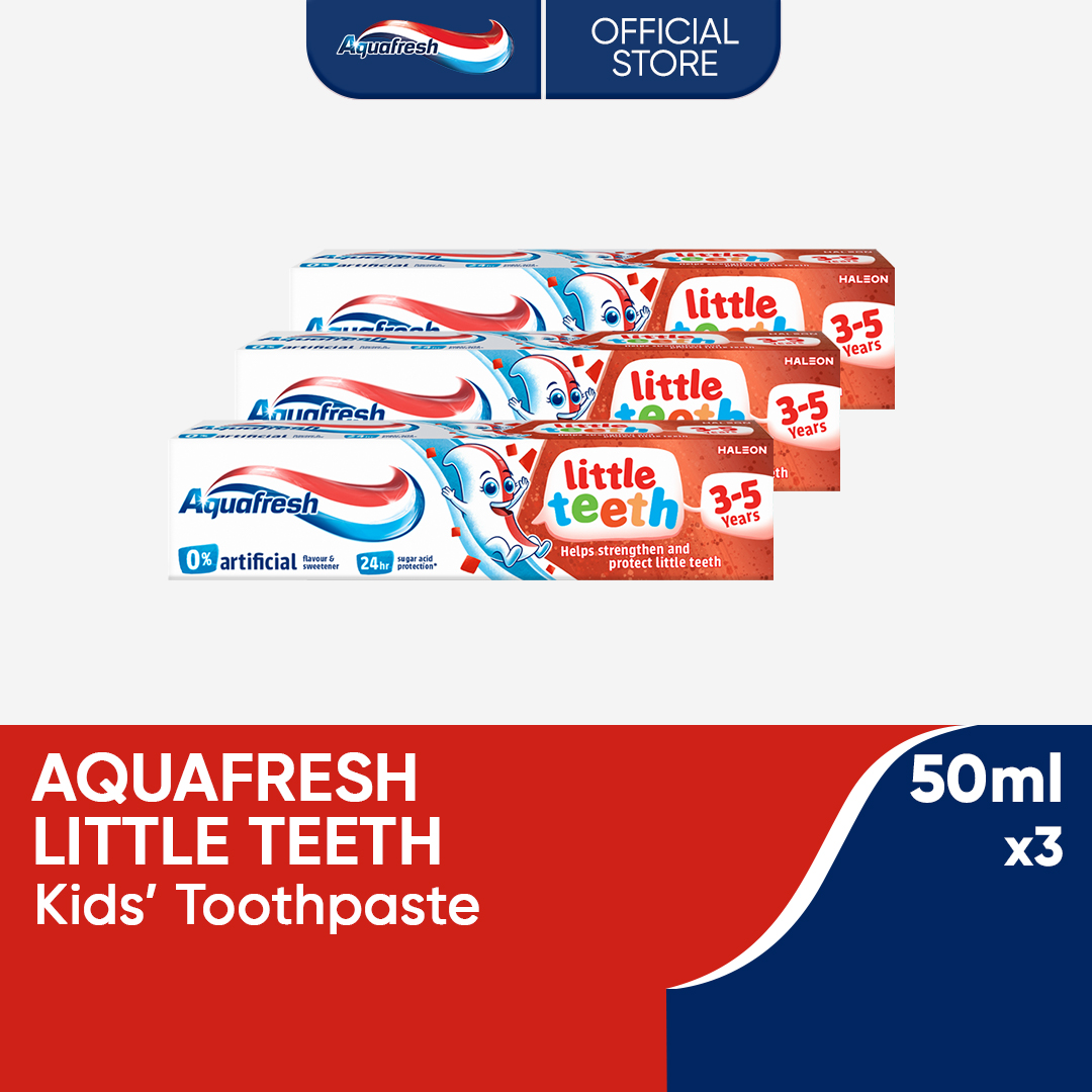 Aquafresh Little Teeth Kids Toothpaste (3-5 Years Old) 50ml x3 for Protection of Growing Teeth