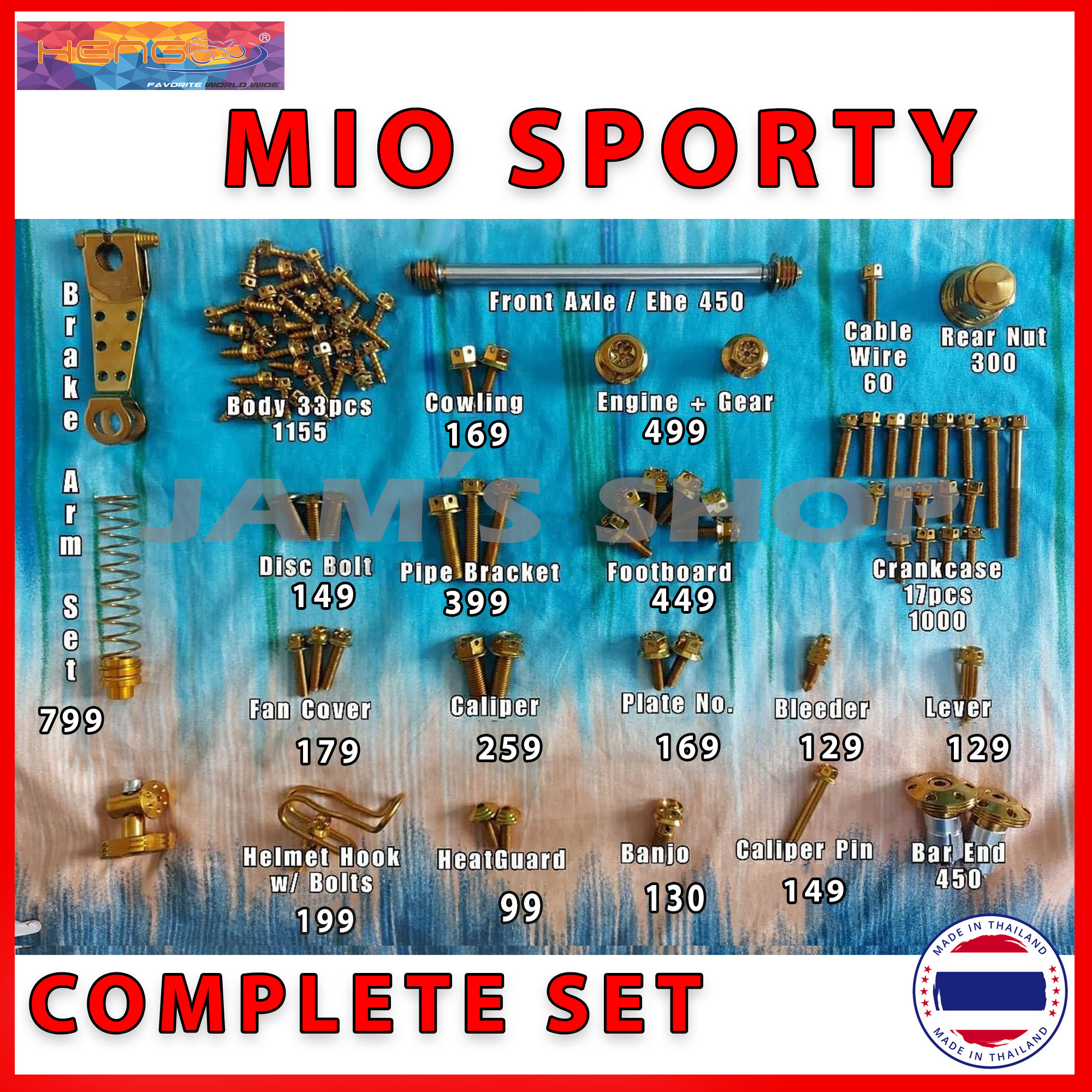 Heng Original™ Yamaha Mio Sporty Complete Gold Bolts Set All Bolts Full