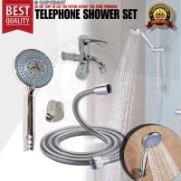 SUS 304 Stainless Steel & Plastic Telephone Shower Set with Hose Shower Holder and 2 way Faucet