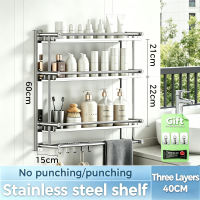 DecorX Stainless Steel Bathroom Shelf Bathroom Organizer Towel Rack Wall Mounted Organizer Shelf Rack With Hooks Toilet