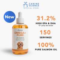 CANINE SCIENCE® Omega+Pure 100% Salmon Oil for Dogs with Omega 3 EPA+DHA | Supports Healthy Skin Shiny Coat Shedding Heart & Immune Health