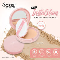 Sassy Colors InstaGlam Pore Blur Pressed Powder - Mattifying Oil Control Lightweight Velvet Texture with Vitamins A C E & Glycine Soja Oil for Shine-Free All-Day Finish