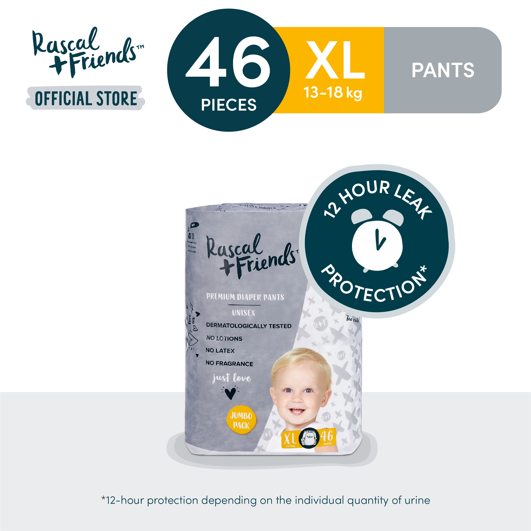 RASCAL + FRIENDS Pants Jumbo Pack XL (13-18 kgs) - 46 pcs x 1 (46pcs) - Diaper Pants