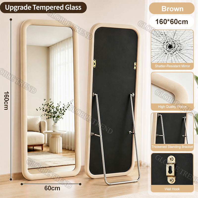 Full Body Mirror Tempered Glass Mirror with Standing Full Length Mirror Dressing Mirror
