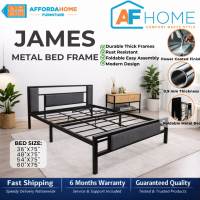 JAMES | Upholstered Metal Bed Frame - Modern Industrial Bedroom Bed