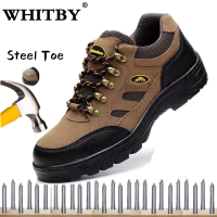 Brand WHITBY （3 Days Delivery）Safety Shoes Boots For Men Kevlar Anti-smash-proof Safety Shoes Steel Toe Steel Non-slip Work Shoes