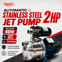 REAIM 2HP 60Hz Stainless Steel Automatic Jet Water Pump 220V Heavy Duty 40m Head Lift High Pressure Water Booster Pump for Home Tap Water Shallow Well