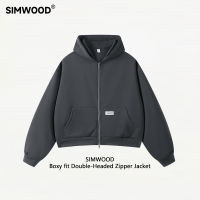 Simwood boxy fit double-headed zipper hoodie jacket unisex baggy fashion high quality