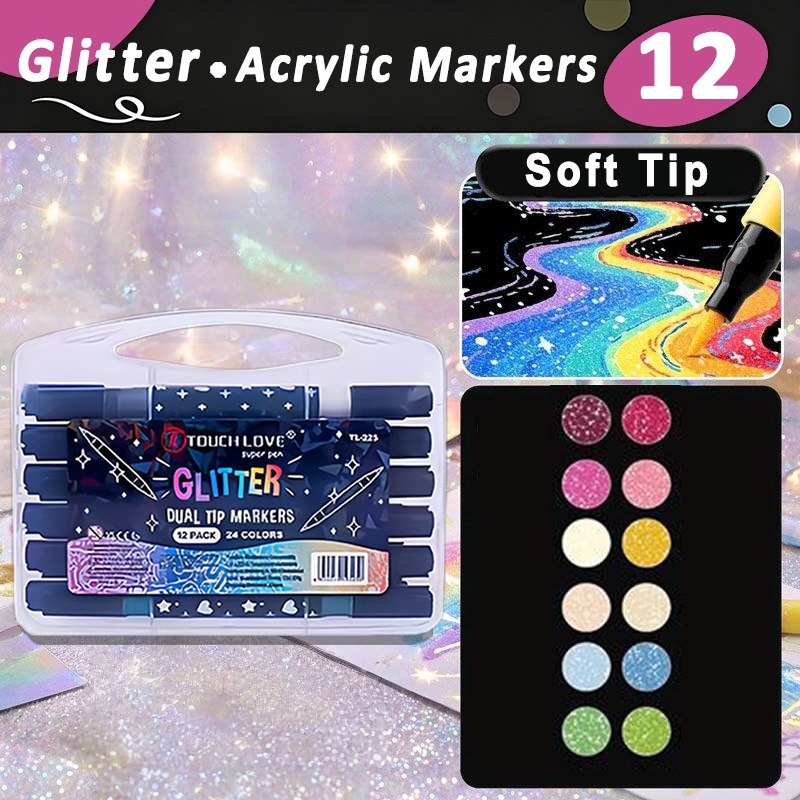 120Colors Acrylic Markers Glitter Drawing Color Pen Set Metallic Outline Marker Pens Art Painting