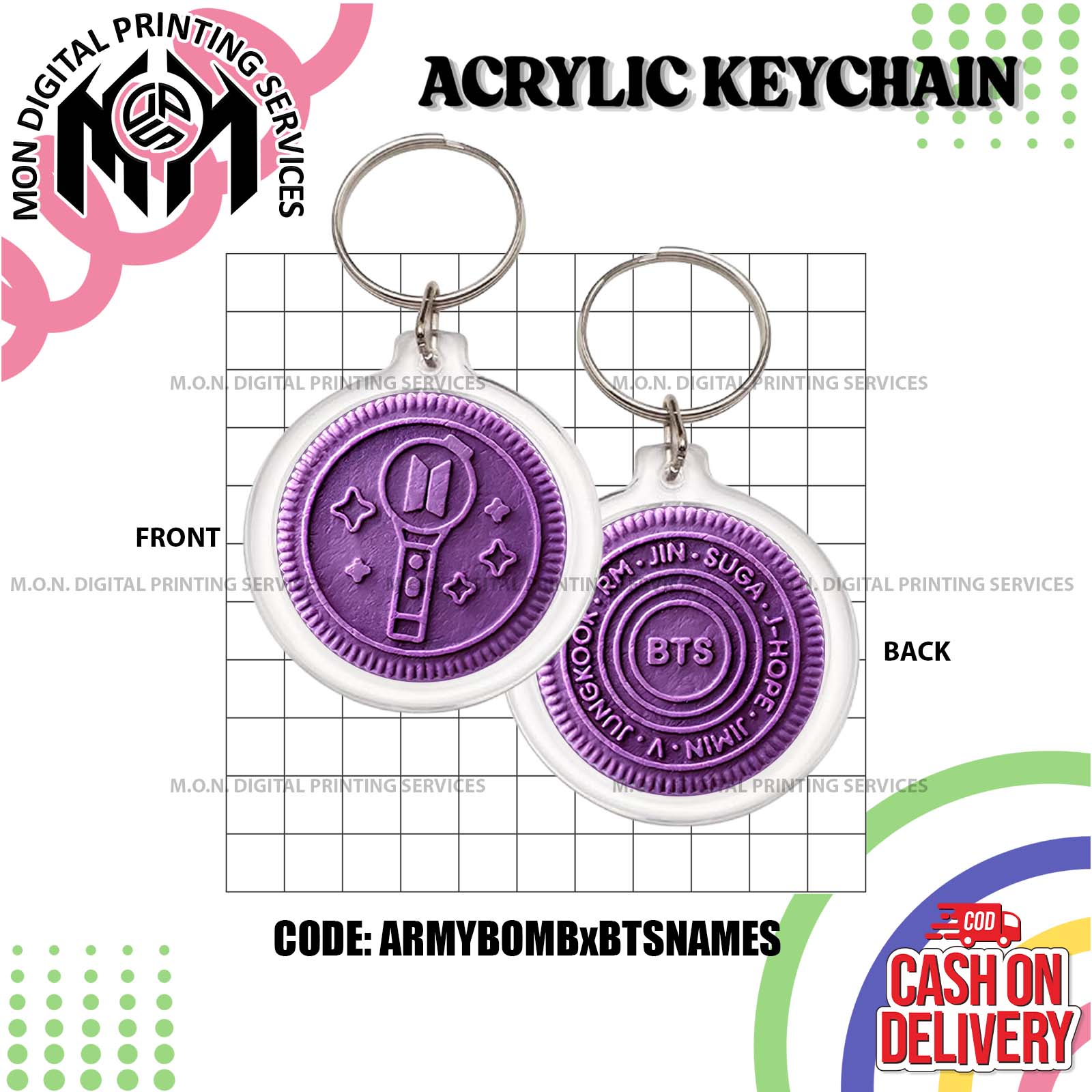 B T S x Oreo Collab Inspired Acrylic Keychain with Free Photo