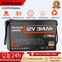 HumsiENK Bluetooth LiFePO4 Lithium Battery 12V 100Ah/200Ah/314Ah BMS 15000+ Cycles Battery Rechargeable Solar Battery with Intelligent BMS Series-connectible Lithium Iron Phosphate Battery
