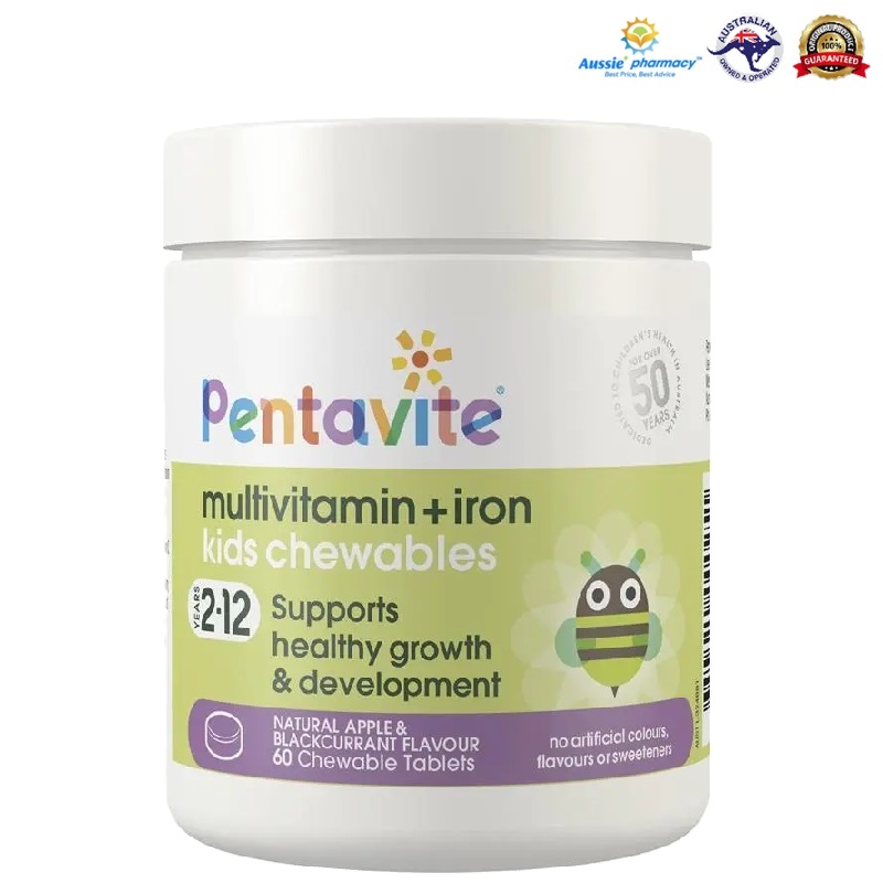 Pentavite Multivitamin + Iron Kids 60 Chewable Tablets Australia [EXP 01/2027]