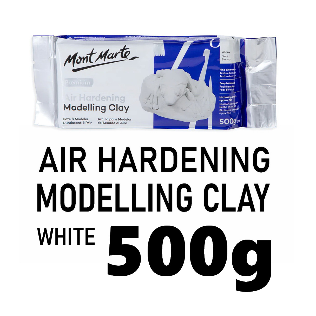 Mont Marte Premium AIR HARDENING MODELLING CLAY ( WHITE) 250g 500g pack (Choose your size) Dries in 24 hrs