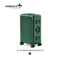 CHARLES X All magnesium aluminum alloy luggage Suitcase Anti-collision Suitcase with hooks