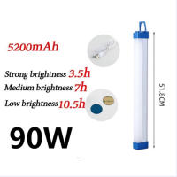 COD#30W 60W 90W LED Emergency Light USB Rechargeable Lamp Lithium Battery Light Tube Portable Light Bulb for Night Market Outdoors