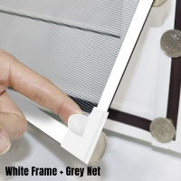 Ziinlife Adjustable Magnetic Mosquito Window Net DIY Self-Adhesive Window Screen Net Fits Any Size with Frame Gray Fiberglass Mesh