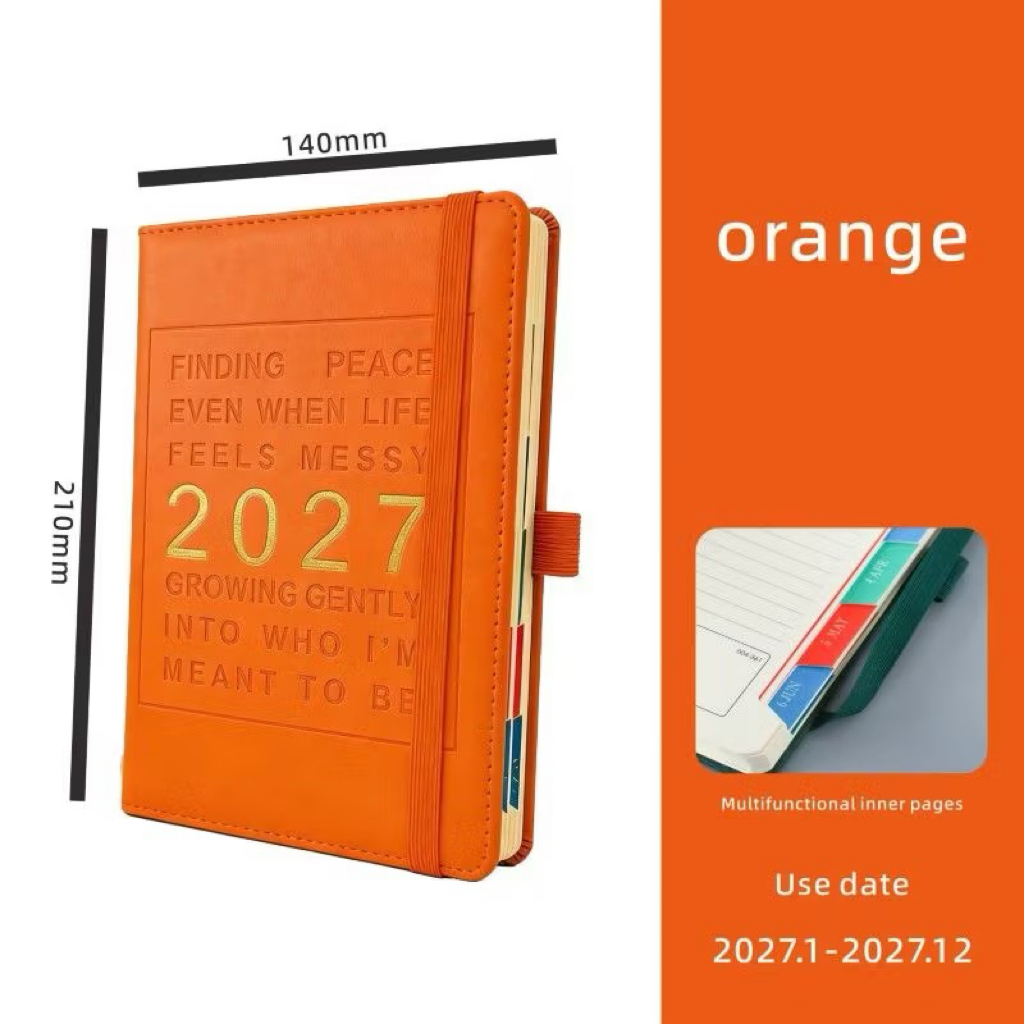 2027 A5 Premium Edition Weekly/Monthly Planner with PU Leather Hard Cover - Durable & Colorful