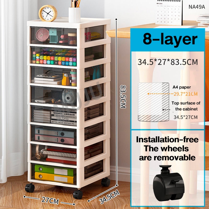 【Fully Assembled】File Storage Cabinet Drawer Trolley With Wheels Office Bond Paper Organizer Stationery Book Storage