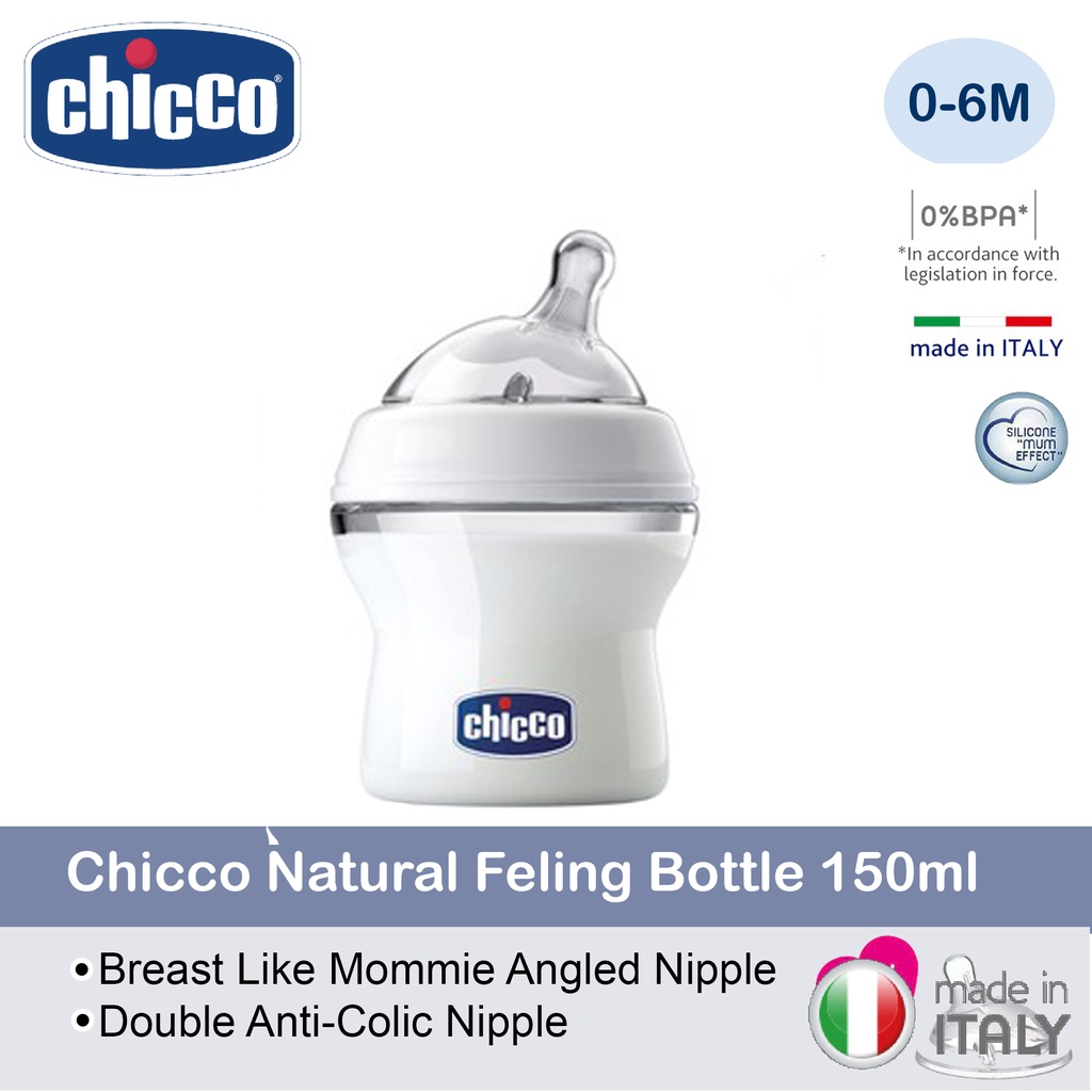 Chicco Natural Feeling Bottle 150ml 0-6M Clear BPA FREE Made In Italy