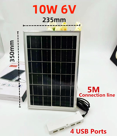 【Buy 1 Take 1】Solar Charging Panel 10W 6V Fast Charging Solar Panel with 4 USB Ports Waterproof Suitable for Outdoor Camping