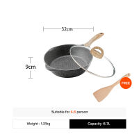 JEETEE Non Stick Deep Frying Pan 24/28/32cm kawali big size wok pan non stick original with cover stir frying wokinduction & gas compatible Classic Marble Collection