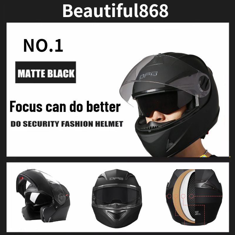 Motorcycle Dual Visor Helmets Modular Flip Up Helmet Racing Double Lens