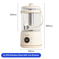 3L Health Pot Electric Kettle Flower Tea Barrel With Faucet High Borosilicate Glass Split Design Stew and Boil Integrated Teapot Multi-function Kettle Household Camping Office