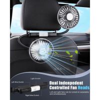 Car Seat Fan 12V-24V Car Headrest Ventilation Fan USB Charging Rear Seating Fan 3 Speed Adjustable Car Seat Back Cooling Fan