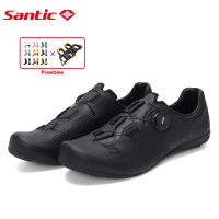 Santic Cycling Shoes Men Carbon Fiber Outsole Professional Road Bike Shoes SPD Compatible Breathable ATOP Knob WZS24043