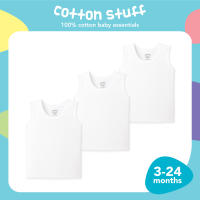 Cotton Stuff Sando 100% Cotton Baby Essential Soft Infant Newborn Wear (3pcs) White
