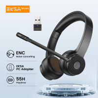 EKSA - H16 Bluetooth 5.2 Headsets PC Wireless Headphones with Mic ENC Call Noise Cancelling 35H Talk Time with USB Dongle for Office/Call Center