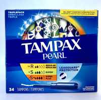 Tampax Pearl ( Regular Super  Super Plus ) From USA (34 tampons) PACKAGING MAY VARY & Tampax RS