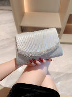 Women Leather Beads Wedding Bridal Evening Party Lady Clutch Purse Bag (with sling)
