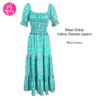 Genevieve Gozum Maxi Dress Calico Daisies Layers