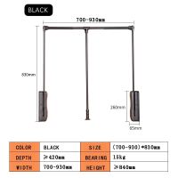 Cabinet Clothes Pull Down Hanger Rod Aluminum Wardrobe Rail for Cabinet Soft Return Space Saving