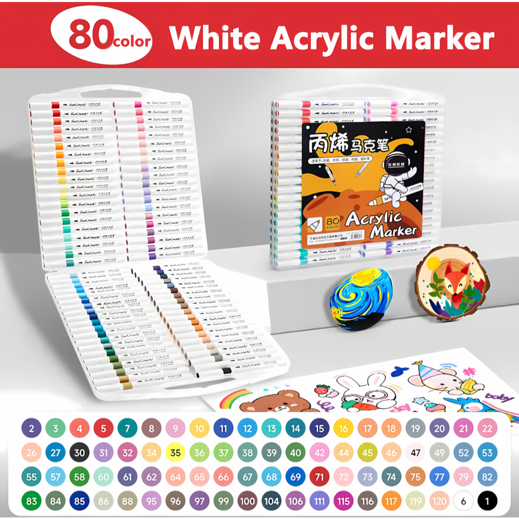 Brush-Tip Acrylic Marker Pen Set Colored Pens Coloring Pen Highlighter Pen Color Marker Set Art Supplies DIY Painting Coloring Materials Set