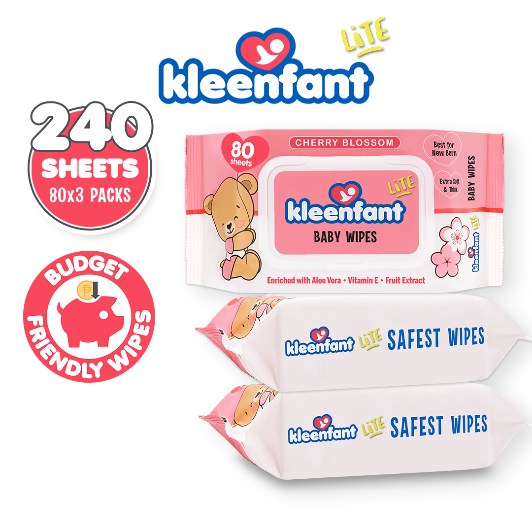 Kleenfant Lite Cherry Blossom Baby Wipes 80 Tender sheets 3 Packs Wet Wipes for Baby Newborn Kids