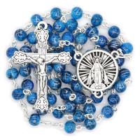 Graceful Mosaic Glass Catholic Rosary - Our Lady of Guadalupe Our Lady of Fatima Mama Mary Miraculous Divine Mercy - Artesano