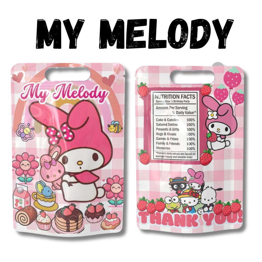 30pcs My Melody Theme Birthday Party Loot Bags Treat Bags Favor Bags Ziplock Pouches