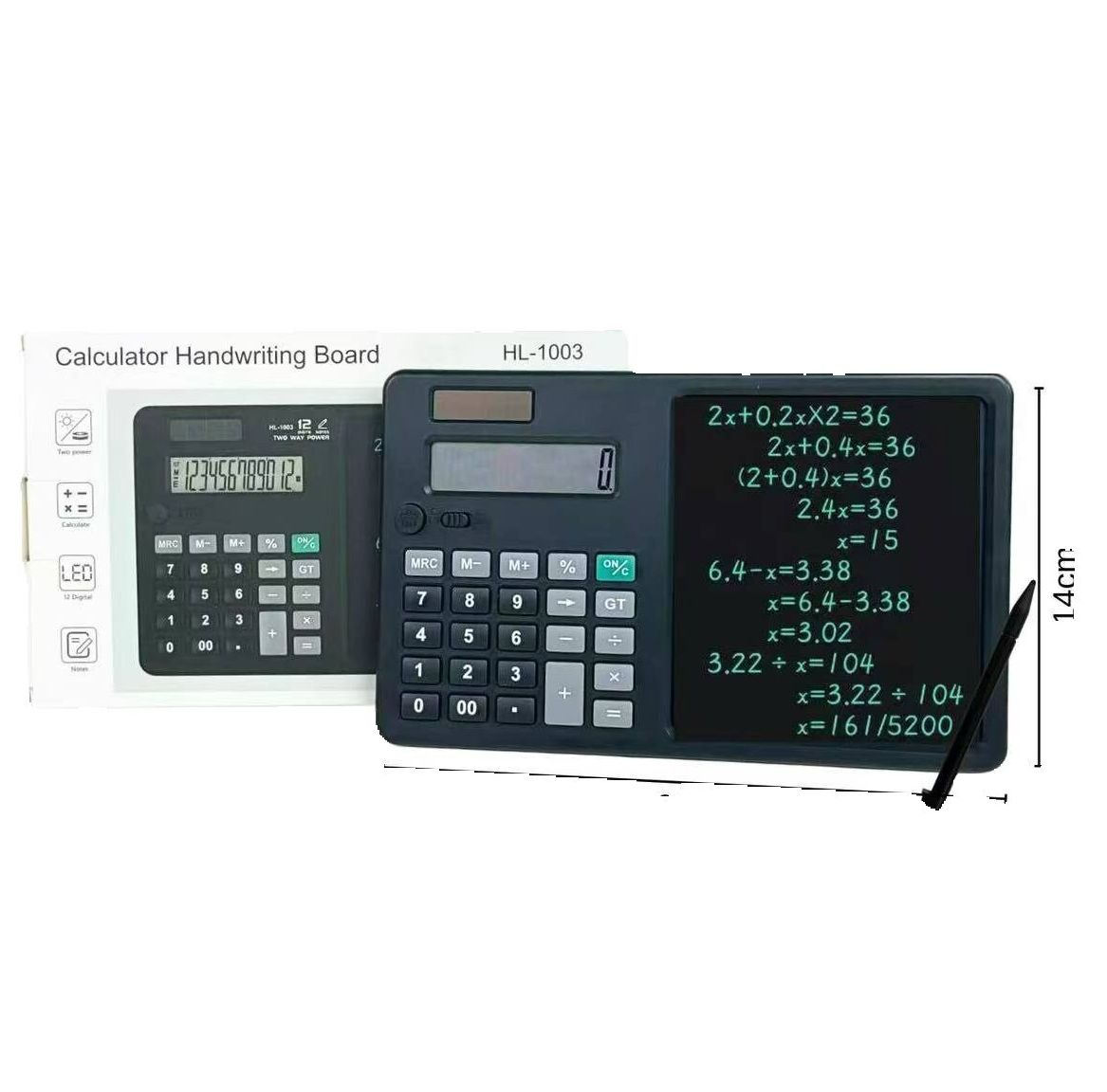 multifunctional 12-digit LCD calculator with handwriting board solar and battery dual power supply