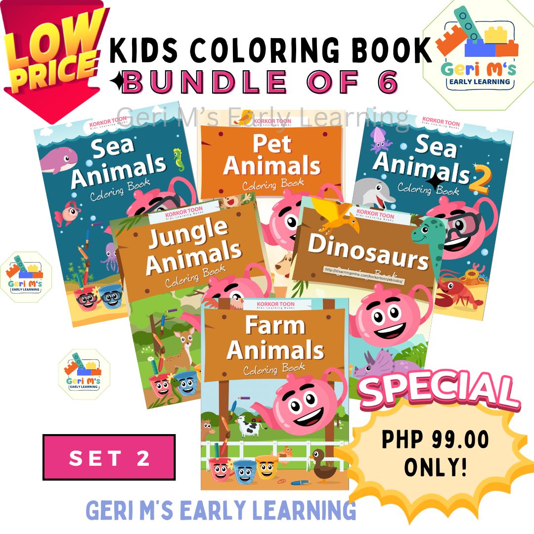 Introductory Offer!!! 6 pcs Coloring Books For Kids Children - Alphabet Colors Shapes Numbers Animals etc
