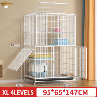 Cat Cage Large Space Stainless Steel 3/4 Layer Cat House With Door Ladder Wheels Layer Cat Villa Big Cat Cage